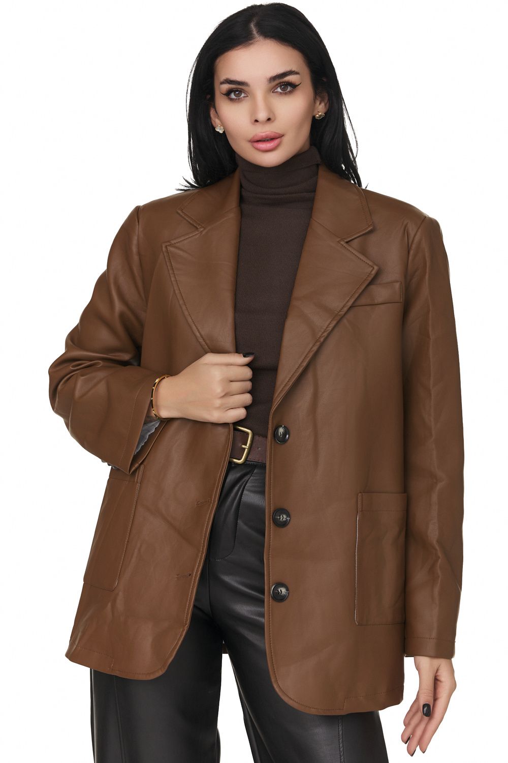 Elegáns barna női kabát Tivafe Bogas