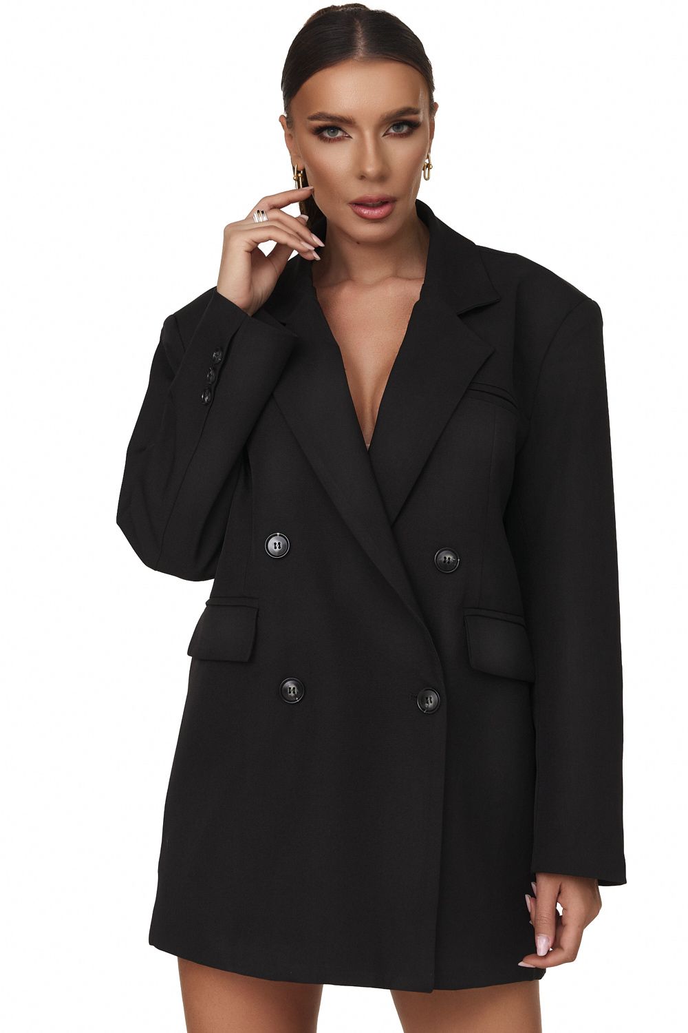 Elegáns fekete női kabát Revely Bogas