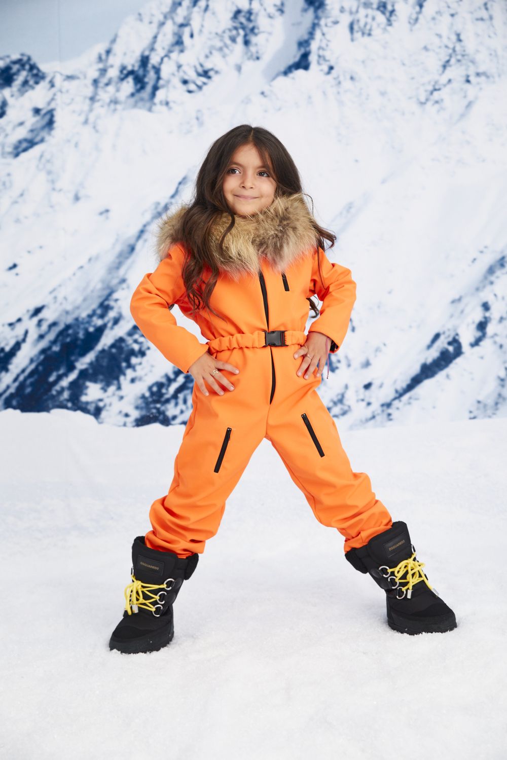 Beverry Kids Bogas neon orange children's ski jumpsuit