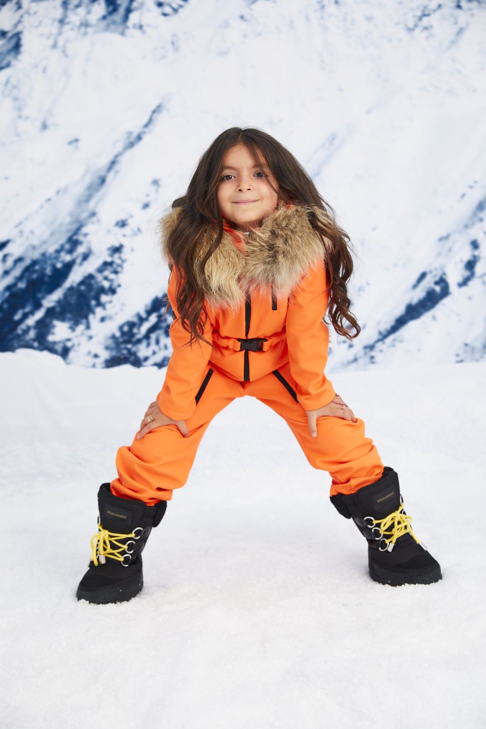 Beverry Kids Bogas neon orange children's ski jumpsuit
