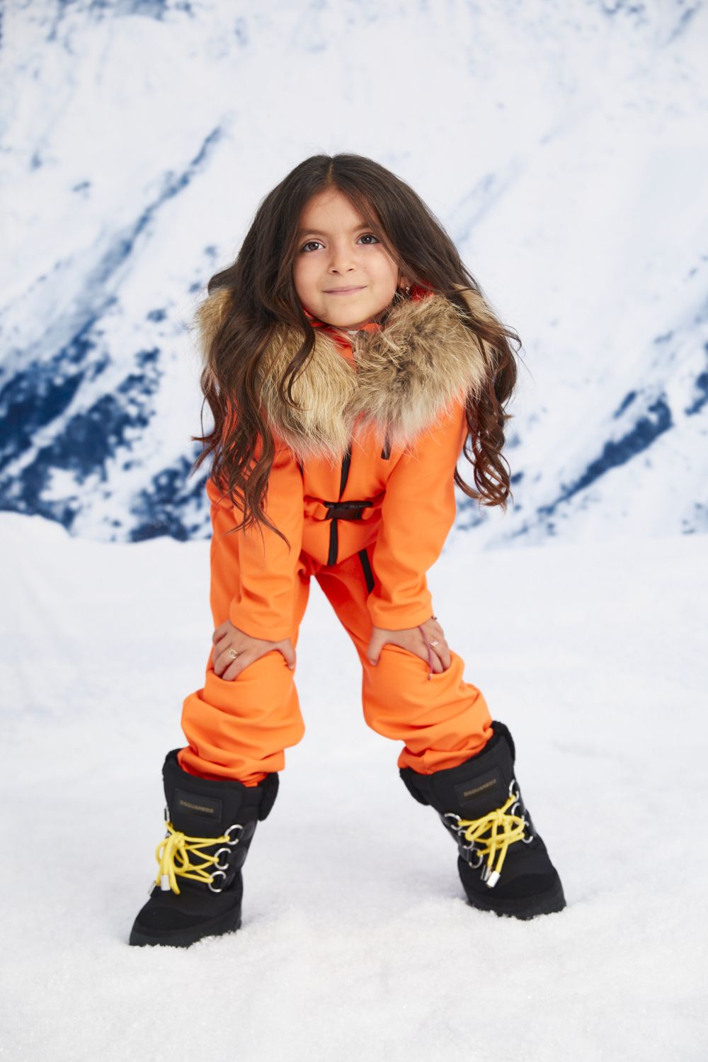 Salopeta ski copii portocaliu neon Beverry Kids Bogas