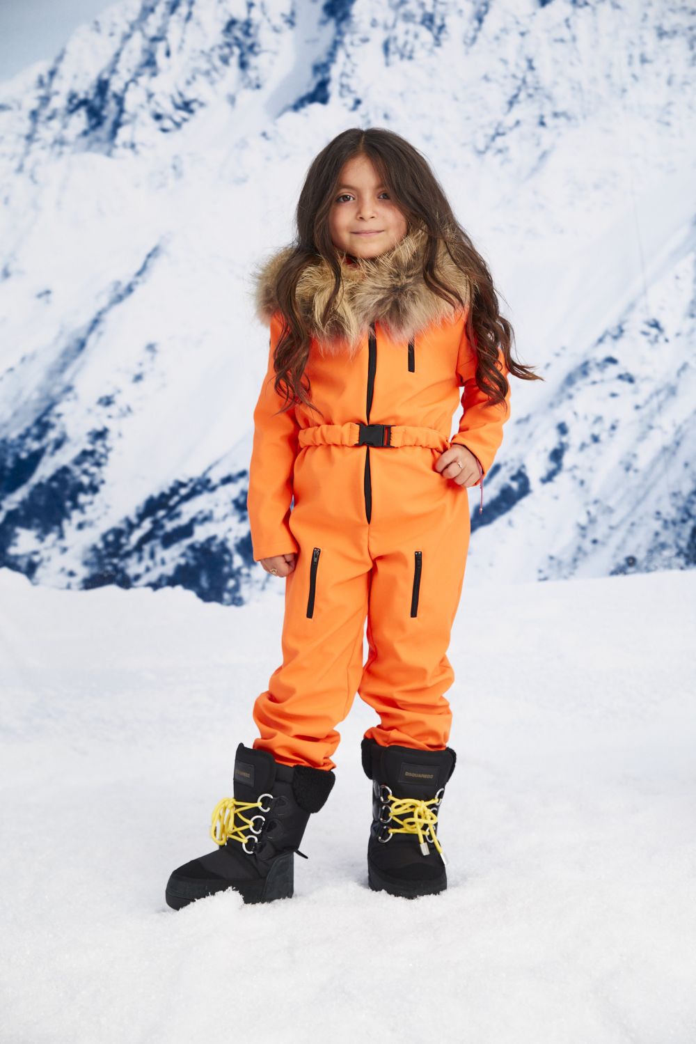 Salopeta ski copii portocaliu neon Beverry Kids Bogas