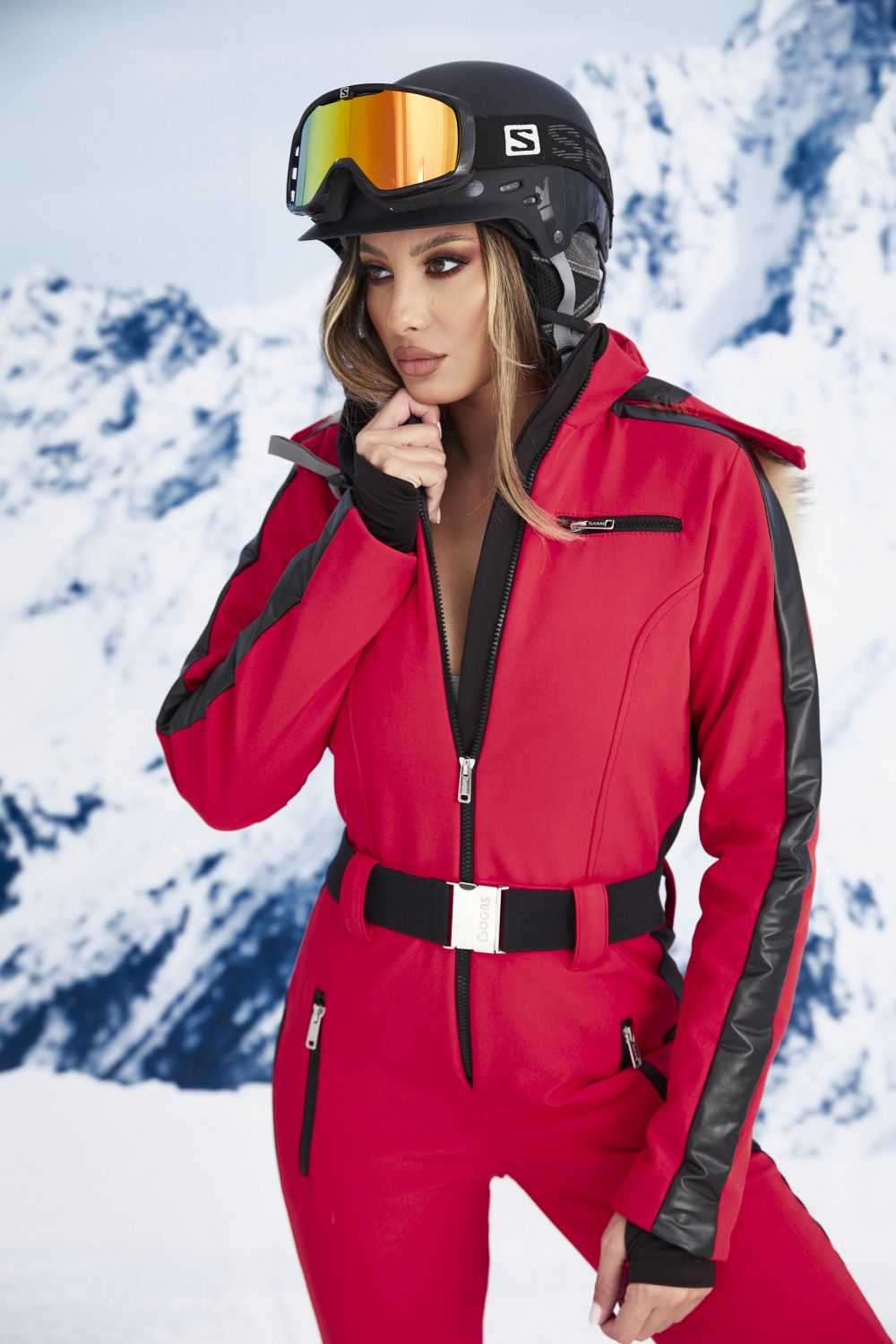 Red casual ski jumpsuit Nalor Bogas