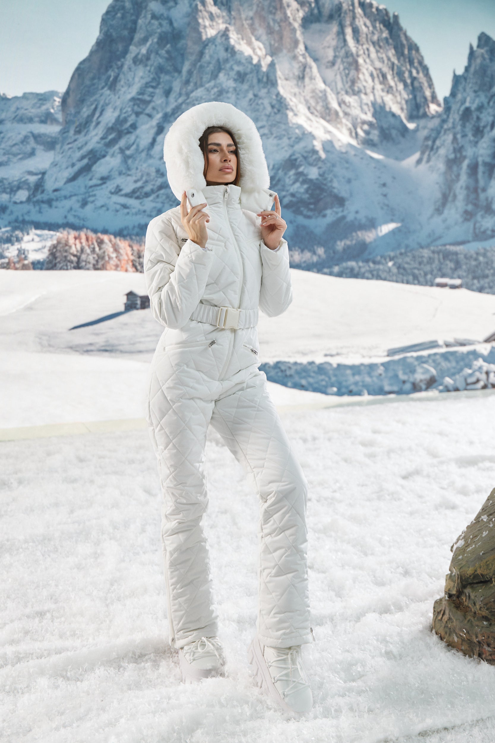 White casual ski overalls Valene Bogas