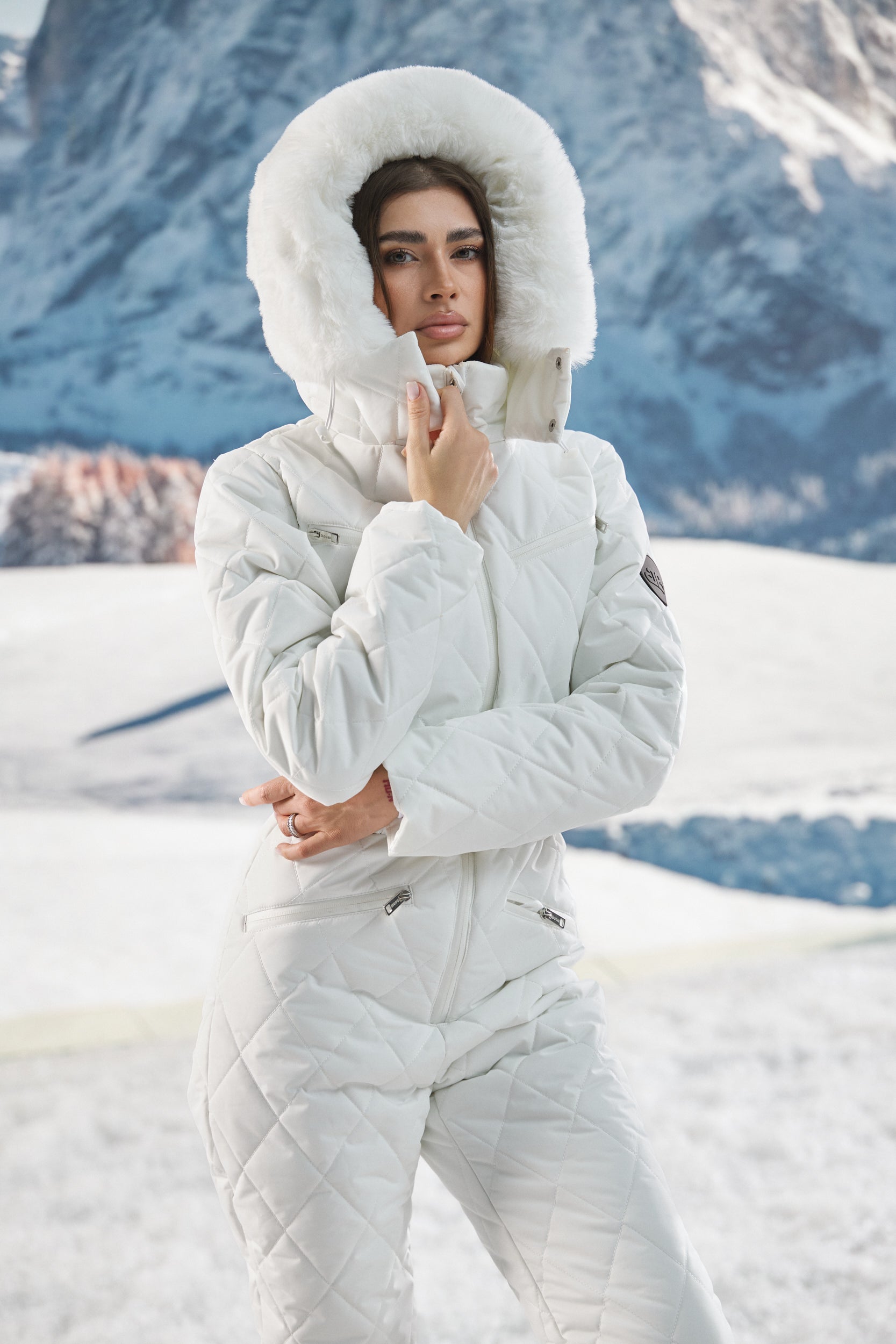 White casual ski overalls Valene Bogas