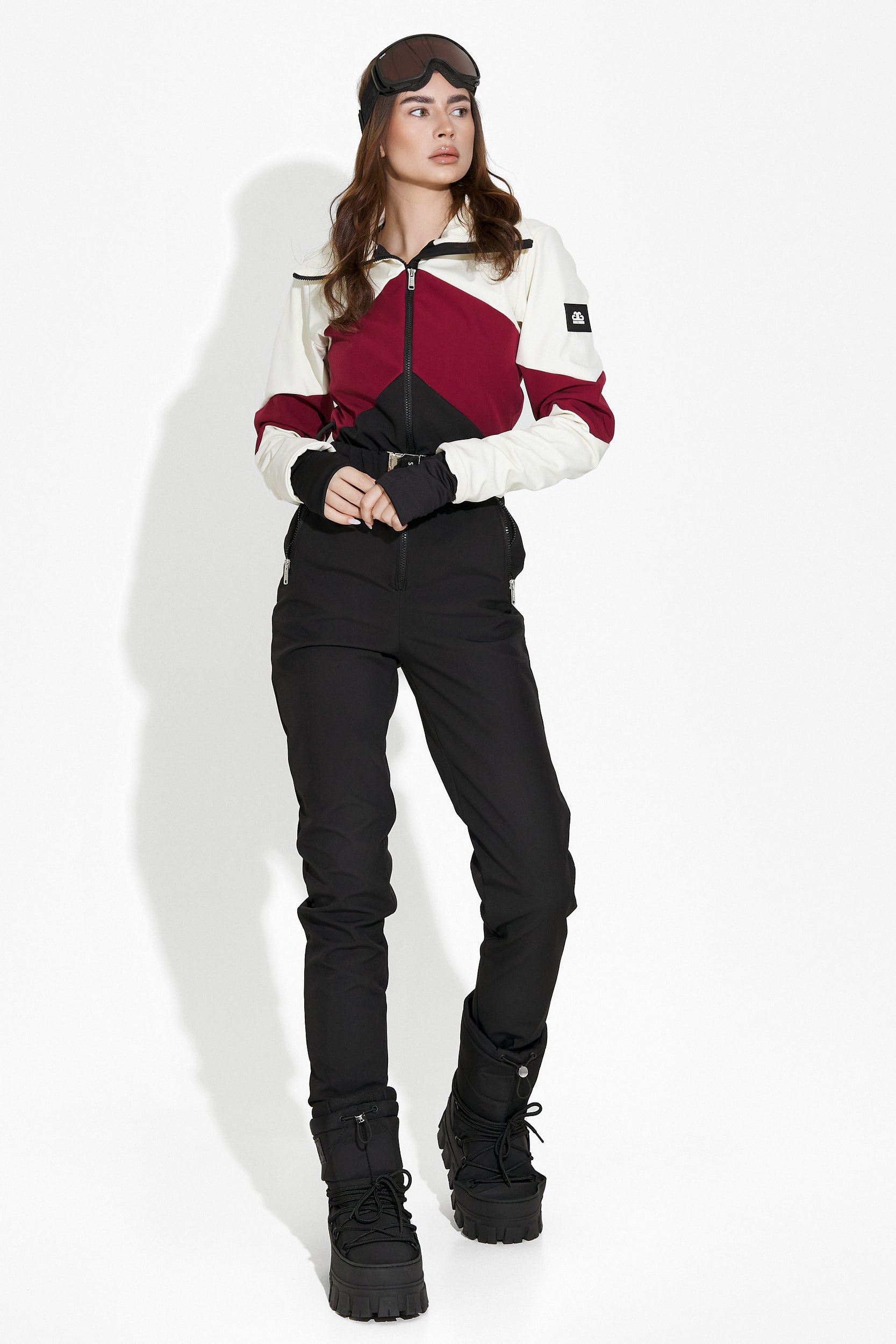 Black burgundy casual ski jumpsuit Radika Bogas