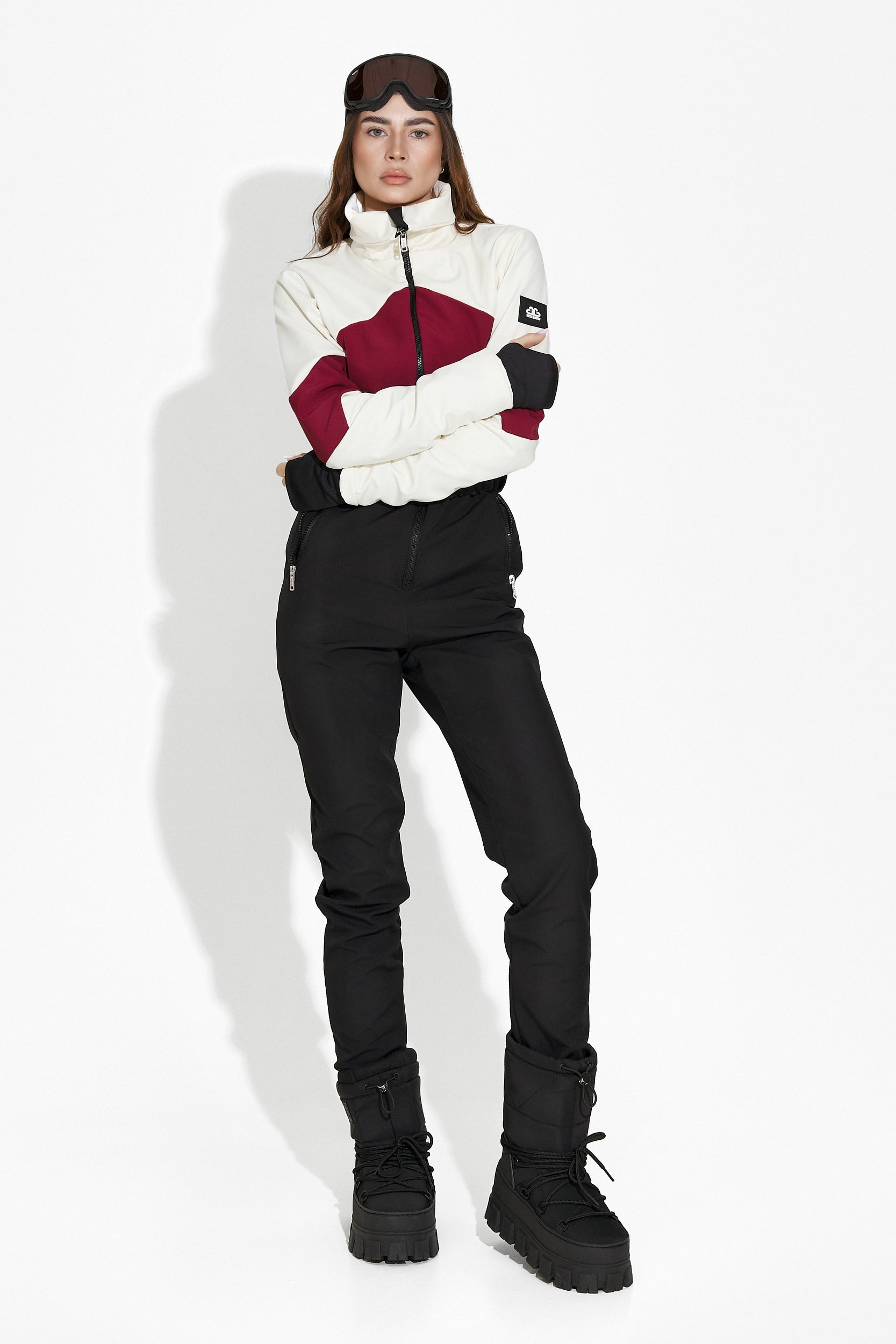 Black burgundy casual ski jumpsuit Radika Bogas