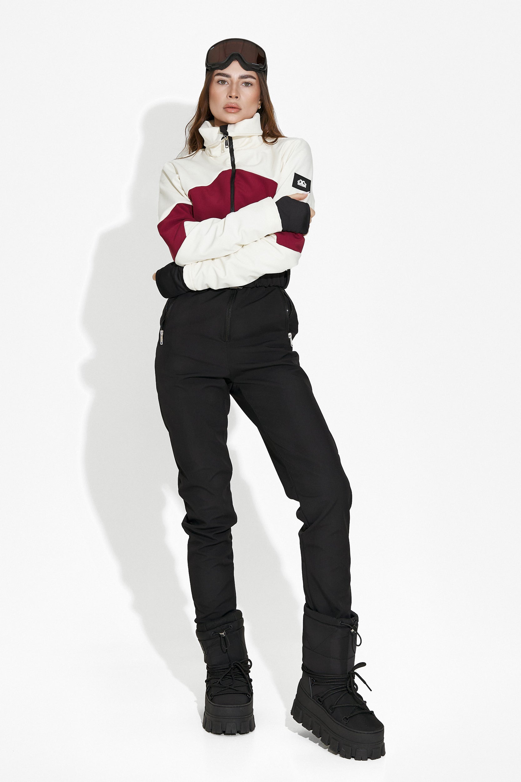 Black burgundy casual ski jumpsuit Radika Bogas