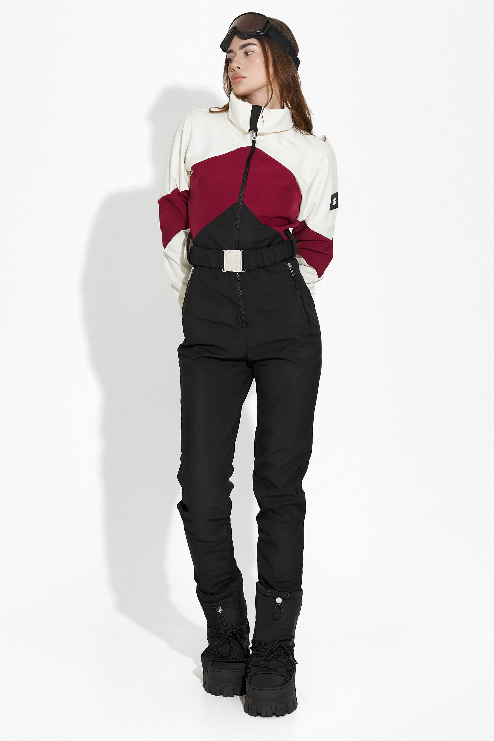 Black burgundy casual ski jumpsuit Radika Bogas