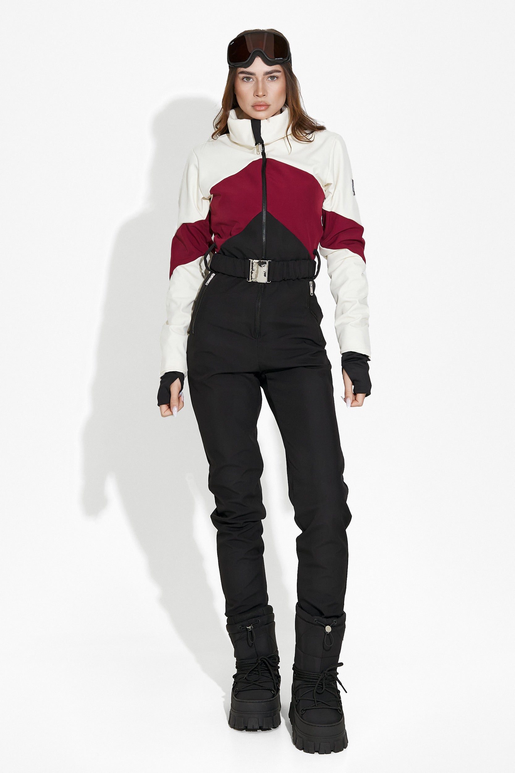 Black burgundy casual ski jumpsuit Radika Bogas