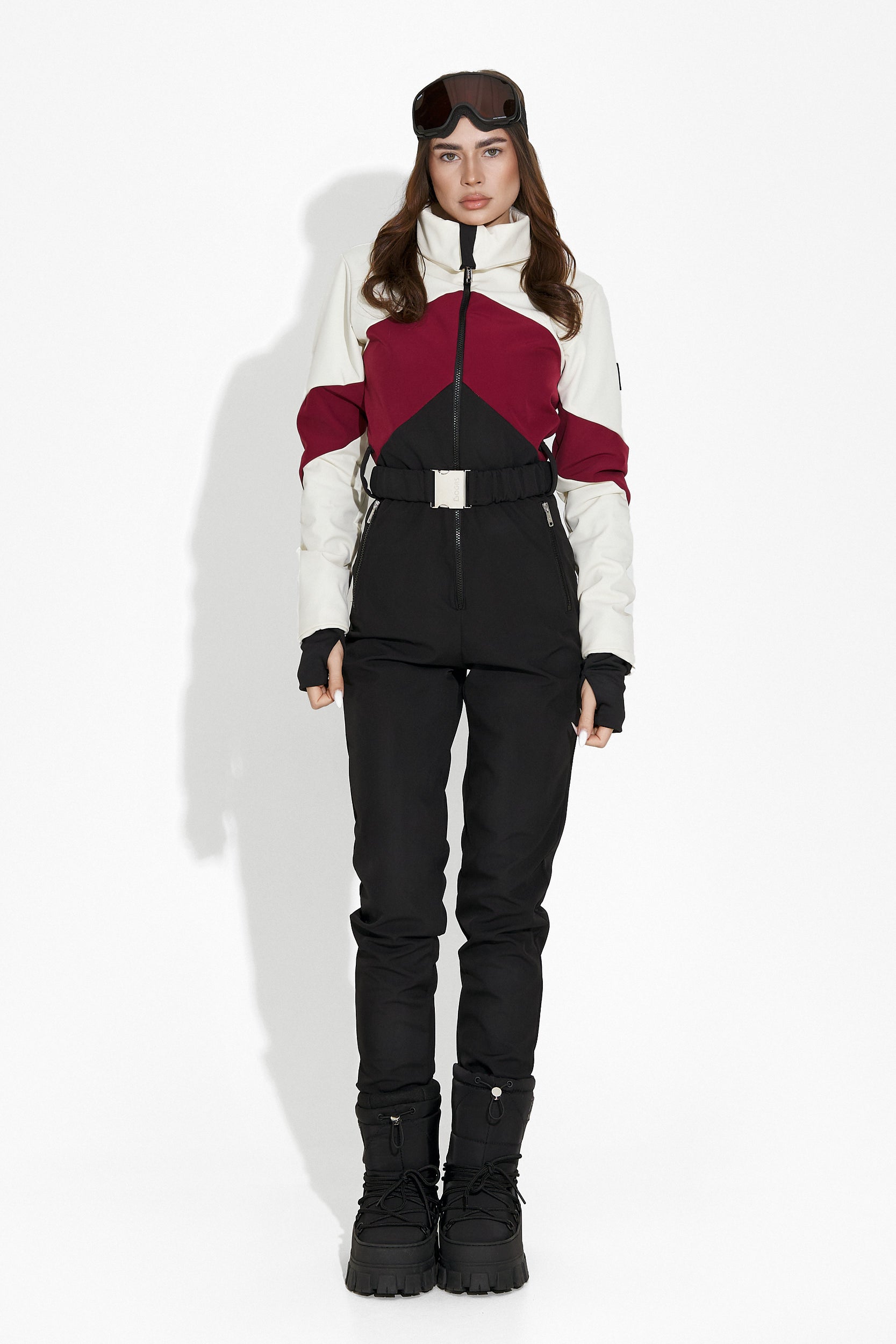 Black burgundy casual ski jumpsuit Radika Bogas