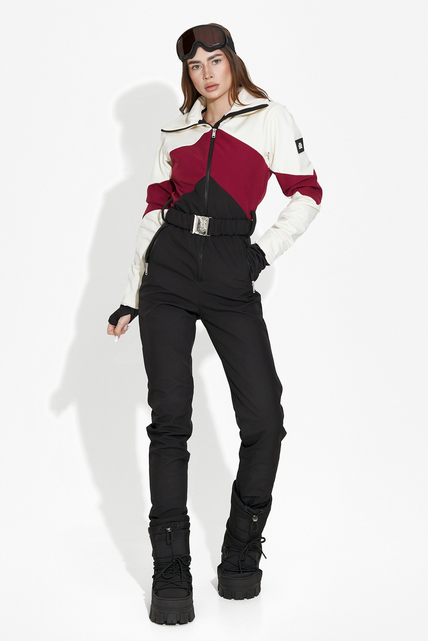 Black burgundy casual ski jumpsuit Radika Bogas