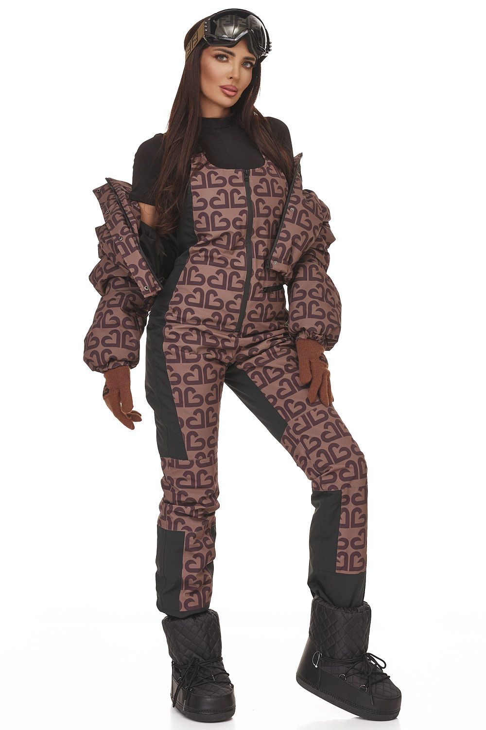 Adelines Bogas brown casual ski suit