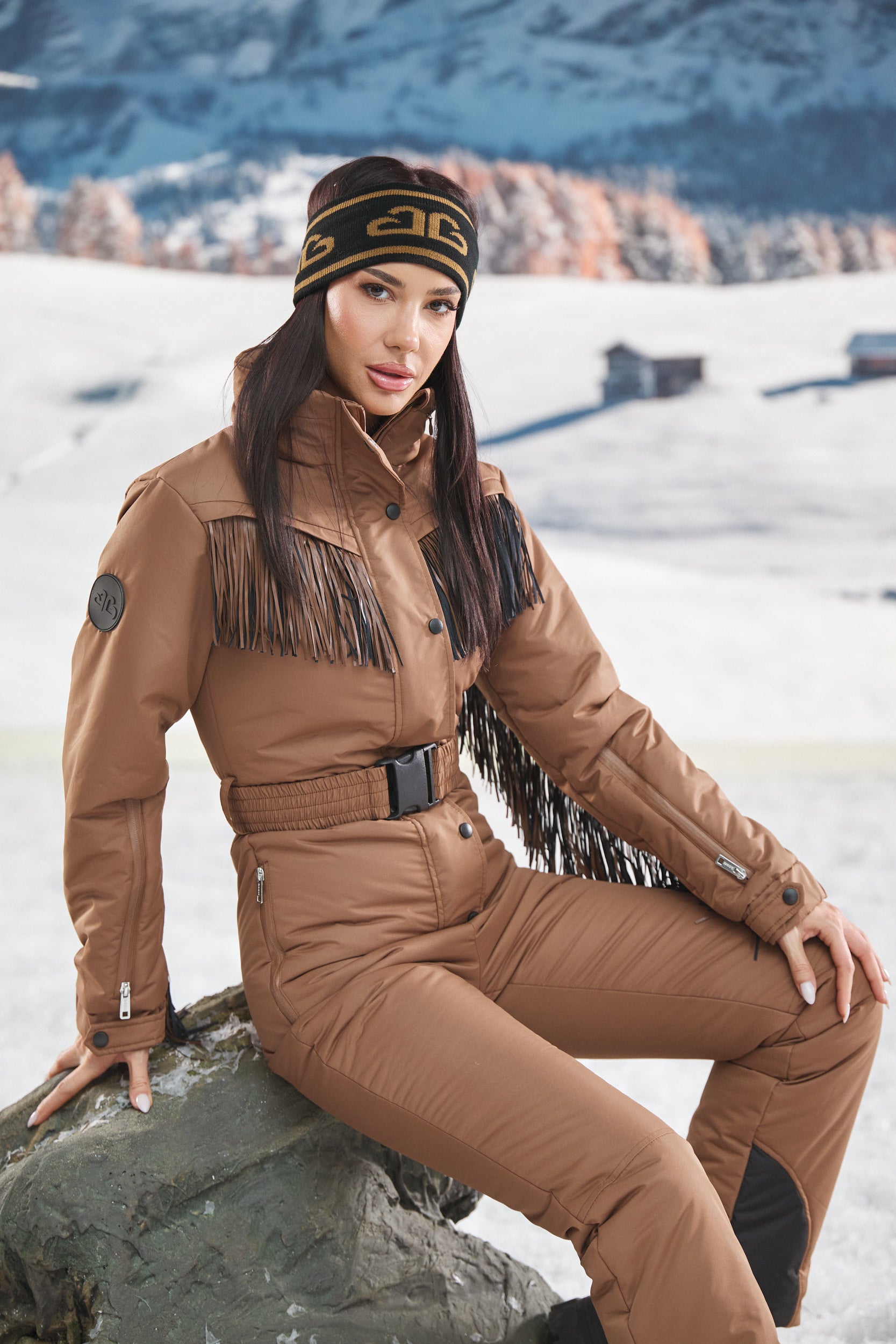 Ritanya Bogas brown casual ski overalls