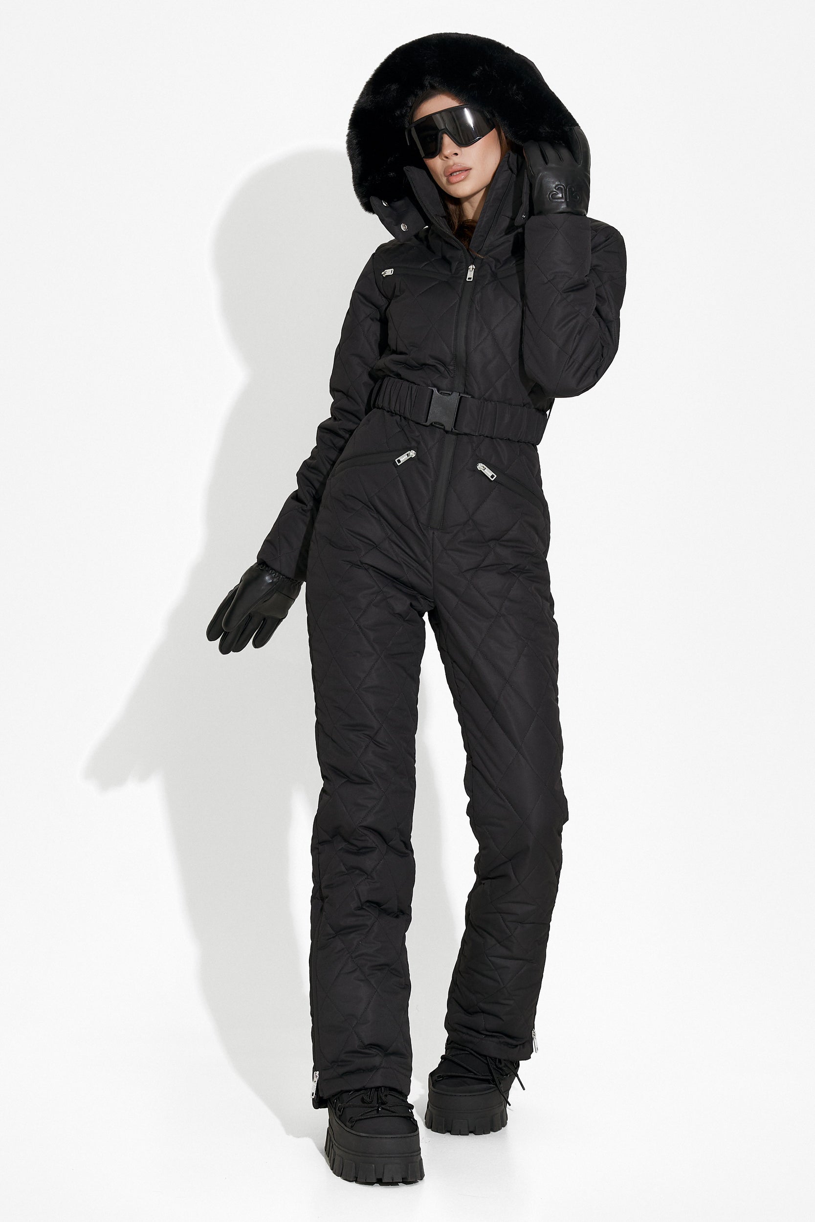 Valene Bogas casual black ski overalls