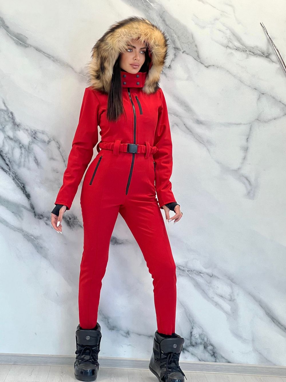 Sydona Bogas casual red ski jumpsuit