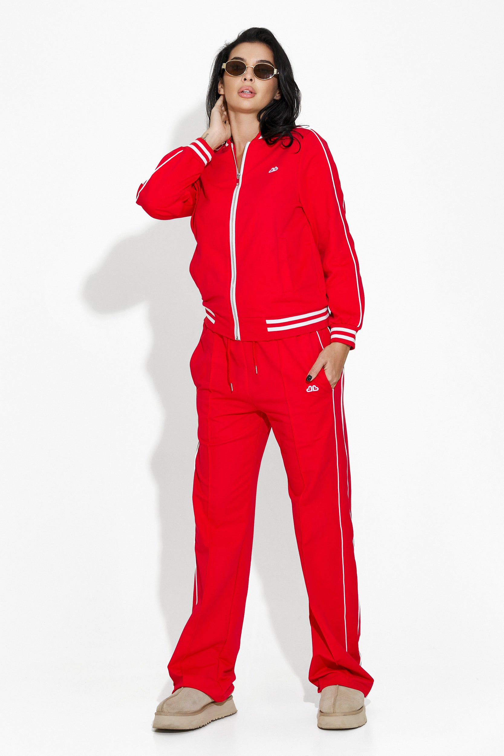 Edra Bogas red casual women's tracksuit