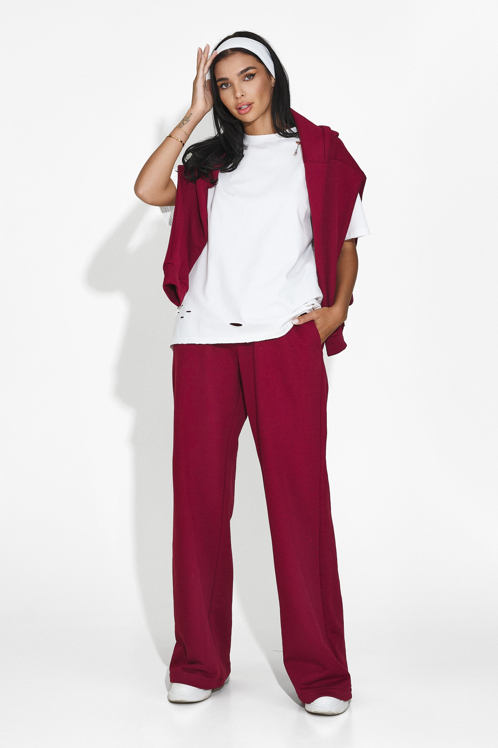 Alsanda Bogas casual burgundy women's tracksuit