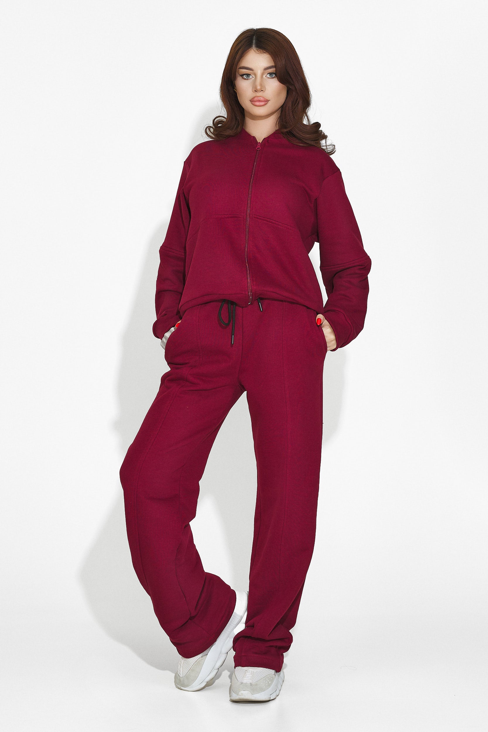 Babysa Bogas casual burgundy women's tracksuit