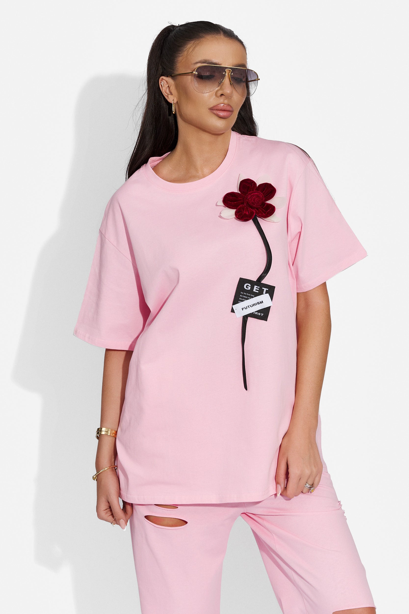 Női alkalmi rózsaszín Pixie Bogas póló